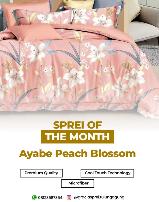<p>Sprei of The Month: Ayabe Peach Blossom Nuansa 